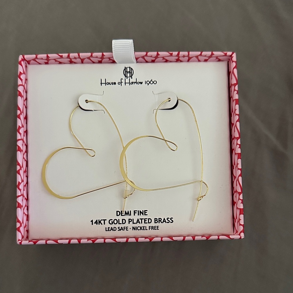 House of Harlow 1960 Demi-fine 14kt gold plated brass heart earrings